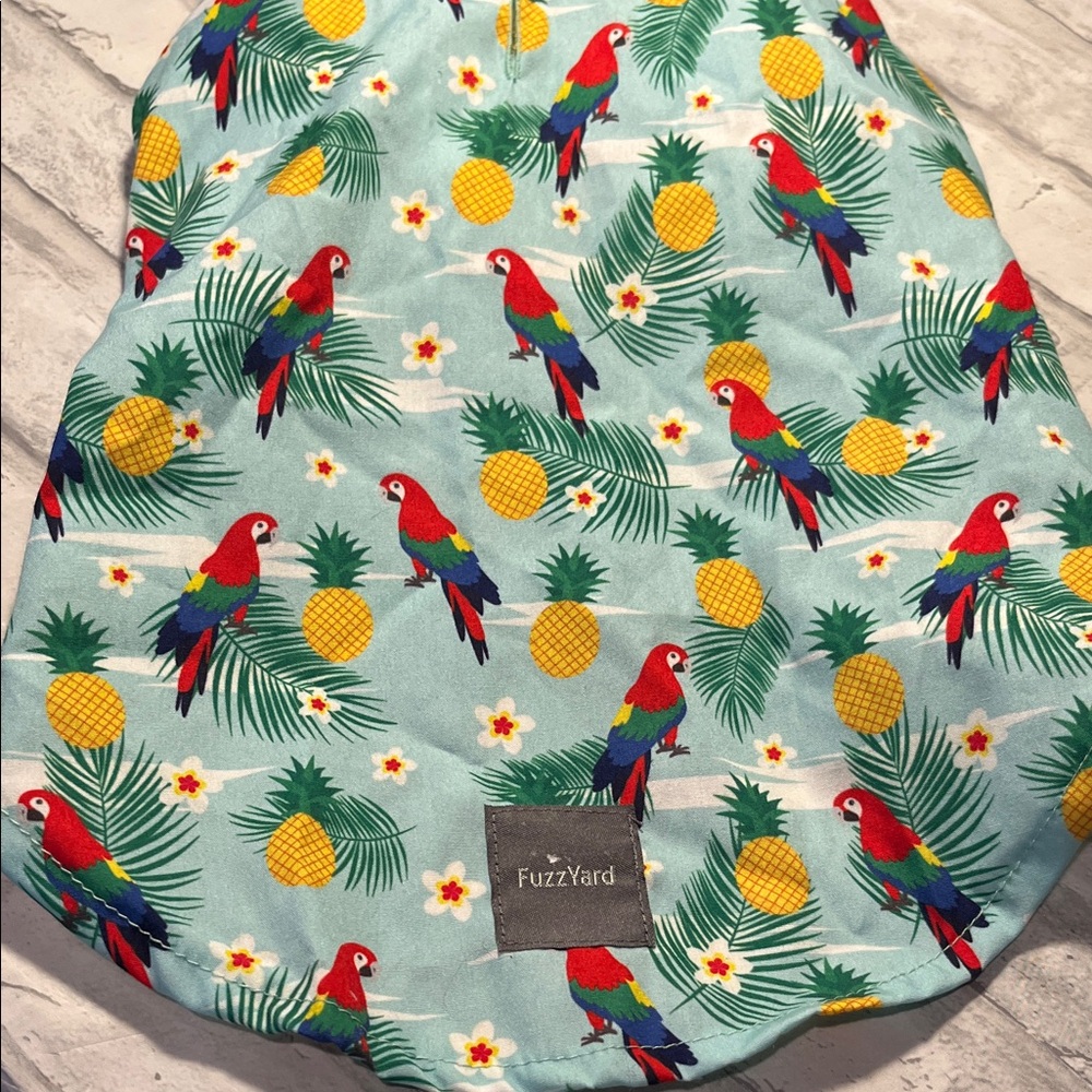 Tropical pineapple Parrot Print Dog Hawaiian Shirt size 3 pet clothes - Picture 4 of 9